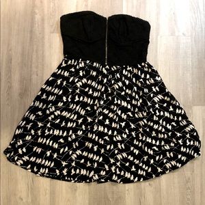 Fire Los Angeles, Strapless Bird Print with Zipper Dress, Size L